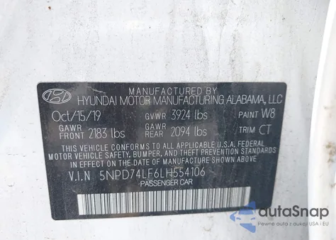 2020 Hyundai Elantra Se from USA, damaged, VIN 5NPD74LF6LH554106